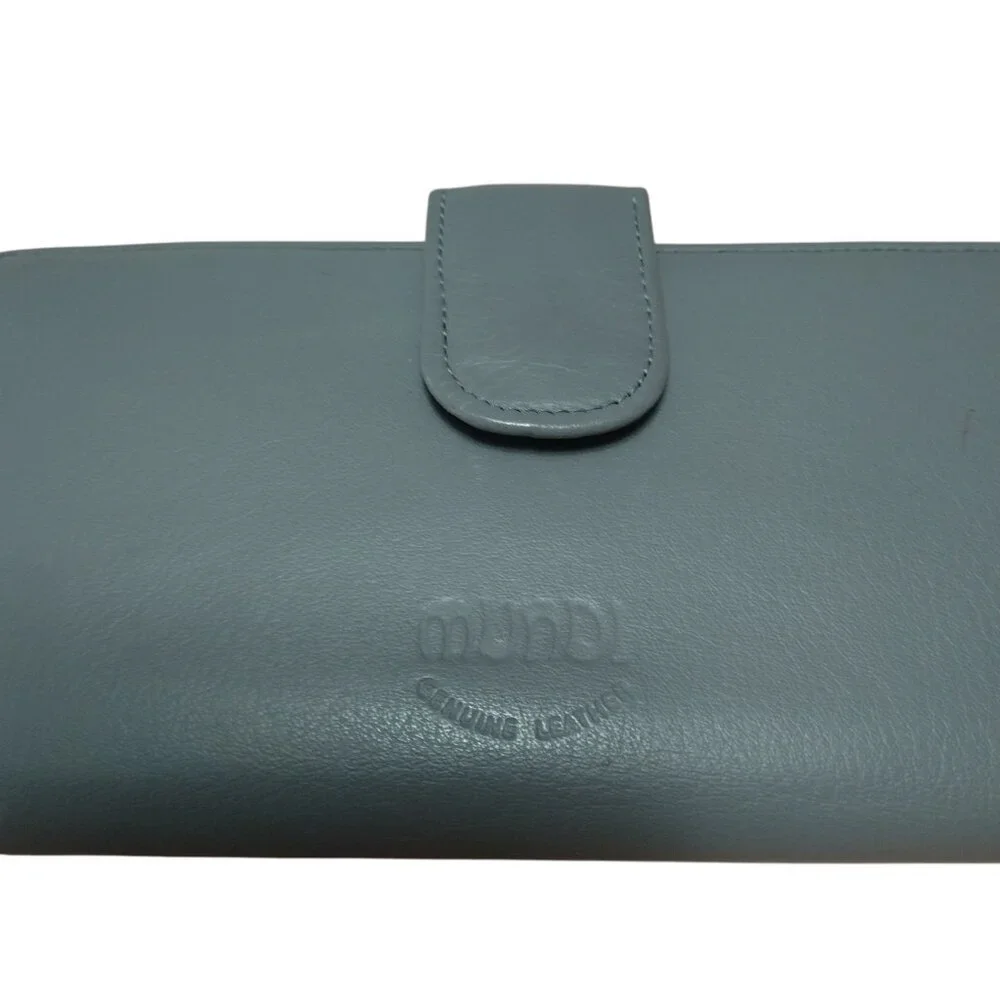 Women's Mundi Genuine Leather Wallet Gray Folding Classic Neutral New Old Stock